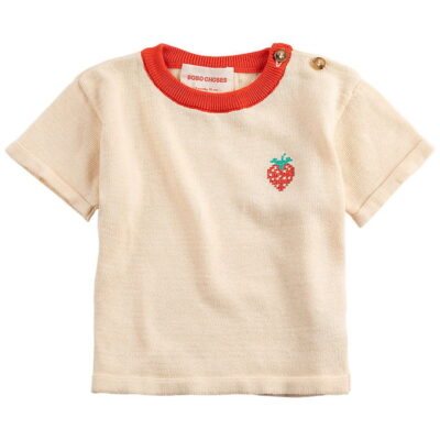 Bobo Choses T-shirt - Strik - Pixel Strawberry - Offwhite