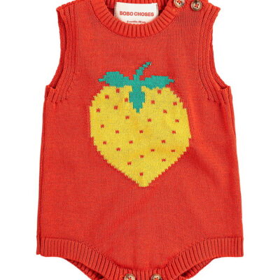 Bobo Choses Body u/æ - Strik - Pixel Strawberry - Rød