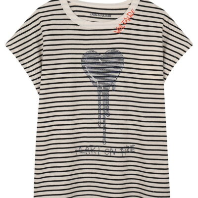 Zadig & Voltaire T-shirt - Audrey - Off White/Sortstribet m. Sim