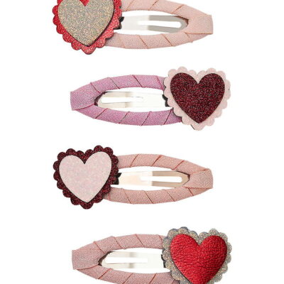 Mimi & Lula Hårspænder - 4-pak - 5 cm - Scalloped Heart Valentin