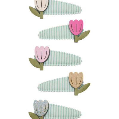 Mimi & Lula Hårspænder - 5-pak - 4 cm - Mini Tulip Stripe Bouque