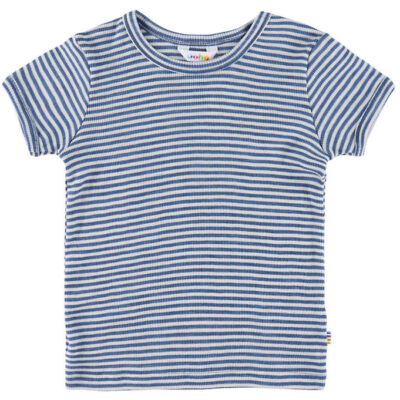 Joha T-shirt - Uld/Silke - Rib - Blå/Stribet
