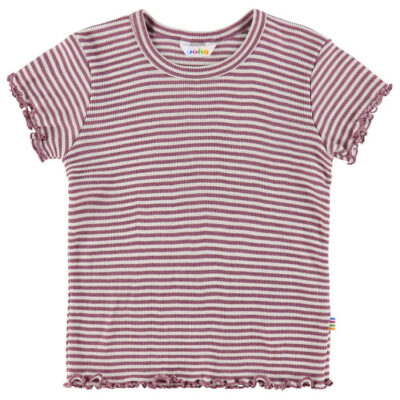 Joha T-shirt - Uld/Silke - Rib - Lyng/Stribet