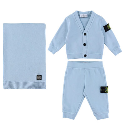 Stone Island Gaveæske - Cardigan/Sweatpants/Tæppe - Sky Blue