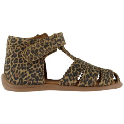 Pom Pom Begyndersandaler - Starter Scallop Velcro - Leopard