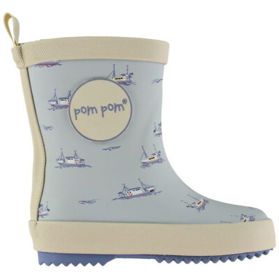 Pom Pom Gummistøvler - Pearl Blue Boat AOP