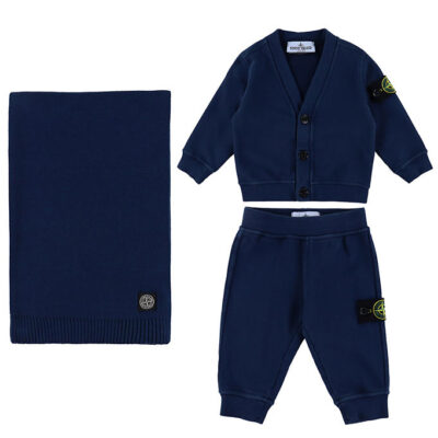 Stone Island Gaveæske - Cardigan/Sweatpants/Tæppe - Navy Blue
