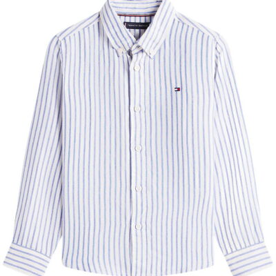 Tommy Hilfiger Skjorte - Hør/Viskose - Empire Blue Stripe