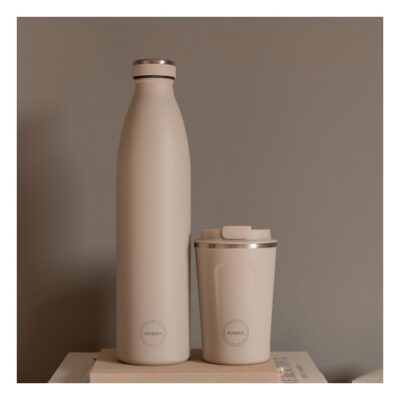 Aya&ida, Drinking Bottle, Drikkeflaske Med Låg, 1000 Ml, Cream Beige