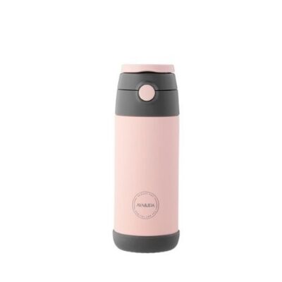 Aya&ida, Kids Straw Bottle, Drikkeflaske Med Sugerør, 350 Ml, Soft Rose