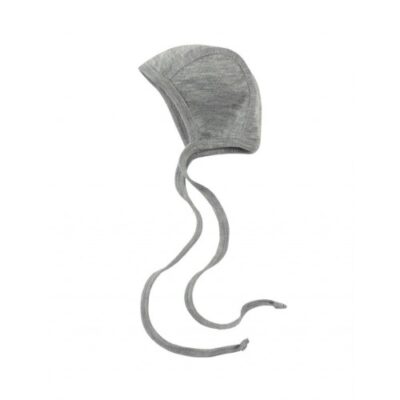 Baby Hjelm Med Bindebånd I En Kombination Af Uld Og Silke 62/68 Light Grey Melange