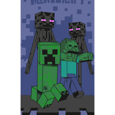 Badehåndklæde - 70 x 140 cm - Minecraft Monstre