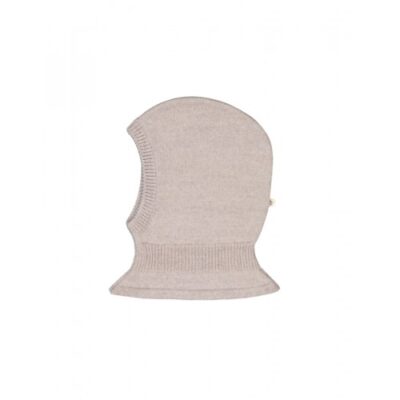 Balaclava I Strik Af 100 % Merino Uld 62/68 Beige Melange