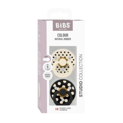 Bibs Studio Polka Dots Colour - 2-pak, Str. 1 (0-6 Mdr.), Rund - Latex