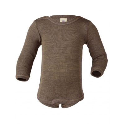 Body Med Lange Ærmer I Merino Uld Og Silke 74/80 Walnut