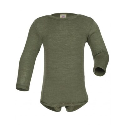 Body Med Lange Ærmer I Merino Uld Og Silke 62/68 Olive