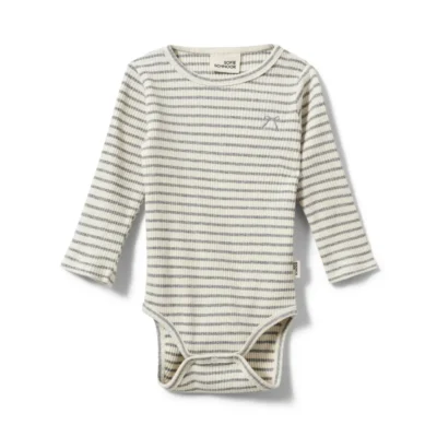 Dicte Langærmet Body - Grey Striped - 74