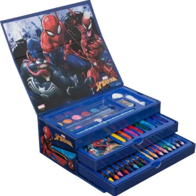 Coloring Case - SPIDERMAN - sæt med 52 dele i papirværktøjskasse med håndtag