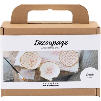 DIY Kit - Mini DIY Kit Decoupage, Muslingeskaller, soft rosa, 1 pk.