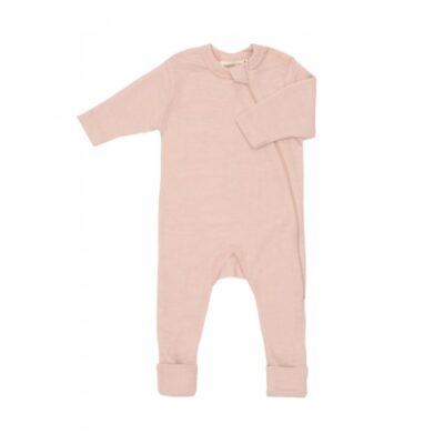 Heldragt I 100% Økologisk Merino Uld Med Lynlås I Siden Til Baby Rose Melange 56