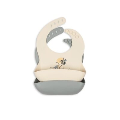 Konges Sløjd, 2-pak Baby Bib Silikone, Dino