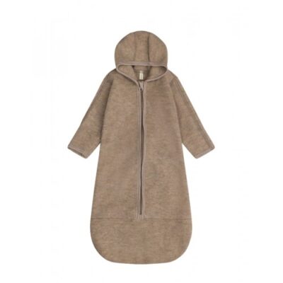 Kørepose Med Hætte Og Lynlås I 100% Merino Uldfleece, Oeko-tex®, Beige Melange - Onesize