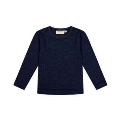 Langærmet T-shirt I 100% Merino Uld, Oeko-tex® Navy Melange 86