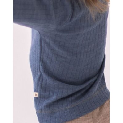 Langærmet T-shirt I 100% Merino Uld, Oeko-tex® Blue Melange 80