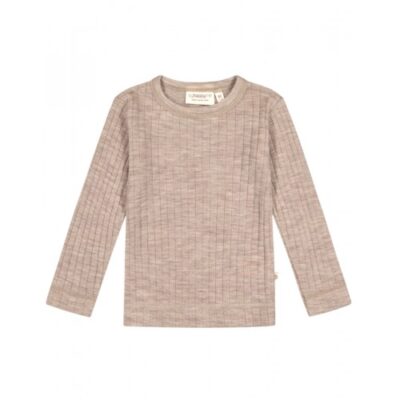 Langærmet T-shirt I 100% Merino Uld, Oeko-tex® 92 Beige Melange