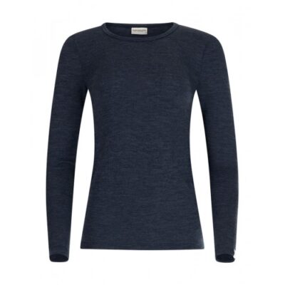 Langærmet T-shirt Til Dame I 100% Merino Uld Navy Melange M