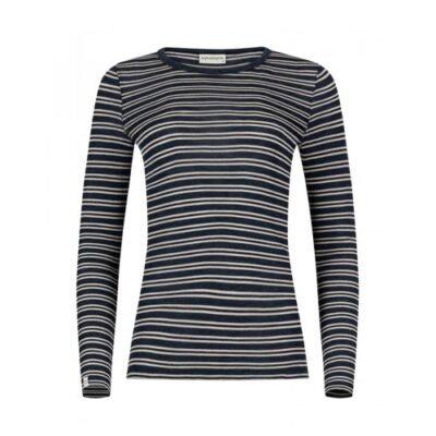 Langærmet T-shirt Til Dame I 100% Merino Uld M Navy/nature Melange