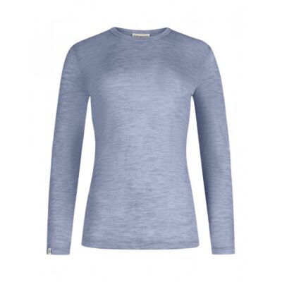 Langærmet T-shirt Til Dame I 100% Merino Uld Light Blue Melange Xl
