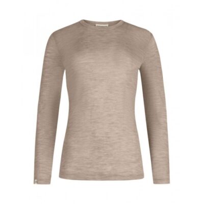 Langærmet T-shirt Til Dame I 100% Merino Uld Beige Melange Xl