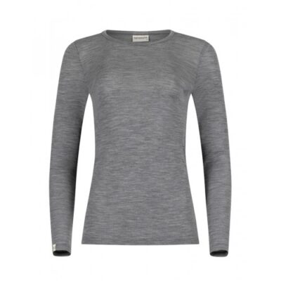 Langærmet T-shirt Til Dame I 100% Merino Uld Grey Melange Xl