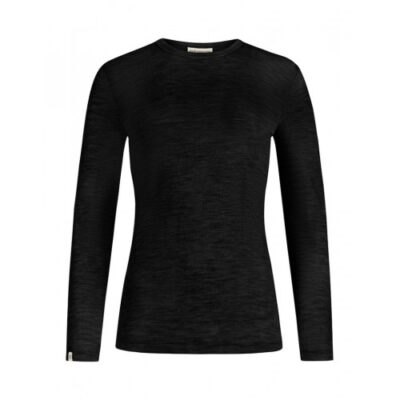 Langærmet T-shirt Til Dame I 100% Merino Uld Black Xs