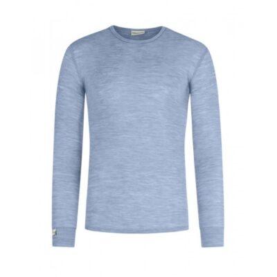 Langærmet T-shirt Til Herre I 100% Merino Uld Light Blue Melange Xl