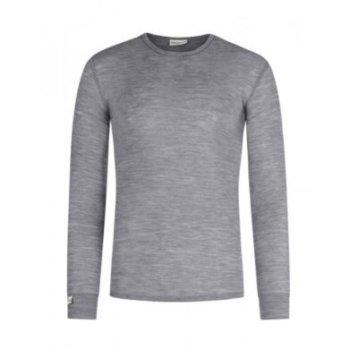 Langærmet T-shirt Til Herre I 100% Merino Uld Grey Melange M