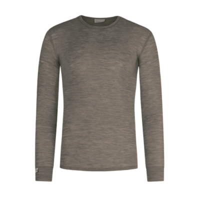 Langærmet T-shirt Til Herre I 100% Merino Uld Light Brown Melange S
