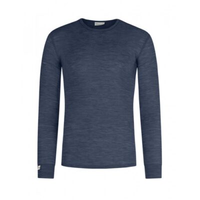 Langærmet T-shirt Til Herre I 100% Merino Uld Navy Melange Xl