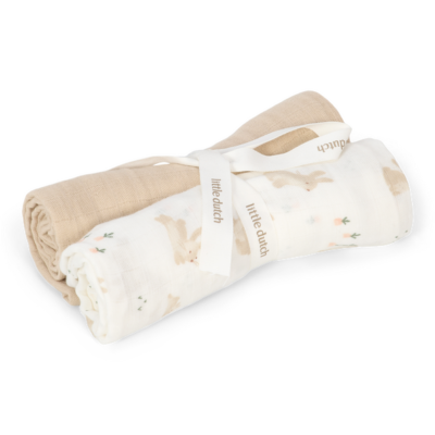Little Dutch - Stofbleer muslin Baby Bunny - Beige - 70 x 70 cm