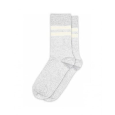Mp Dame Rib Strømper I Bomuld Med Striber Grey Melange 40/42