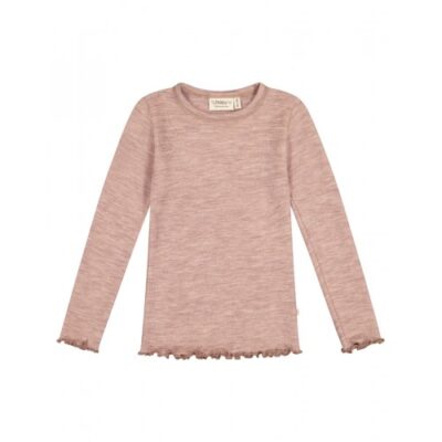 T-shirt Med Lange Ærmer I 100% Merino Uld, Oeko-tex® Soft Rose 110/116
