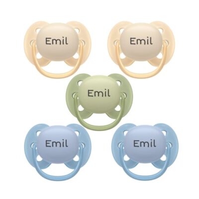 Philips Avent Ultra Soft, Str. 1 (0-6 Mdr.), Symmetrisk - Silikone, Sutter Med Navn , 5-pak