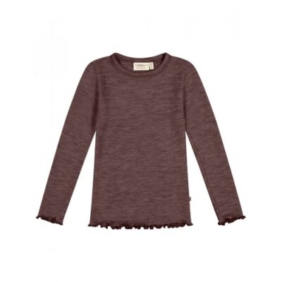 T-shirt Med Lange Ærmer I 100% Merino Uld, Oeko-tex® 122/128 Nature/beige Melange