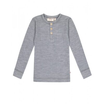 T-shirt Med Lange Ærmer I 100% Merino Uld, Oeko-tex® Grey Melange 110/116