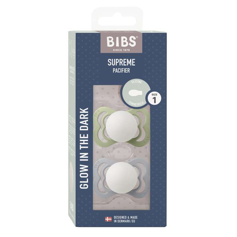 BIBS - Sutter Supreme 2 PACK - Sage GLOW/Cloud GLOW - Str. 1