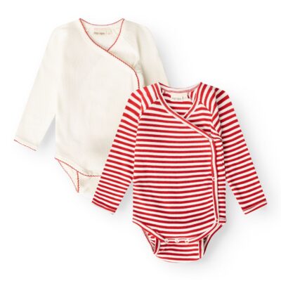 That's Mine - Juma slå-om bodystocking 2-pak - Red stripe - 50cm - 0M