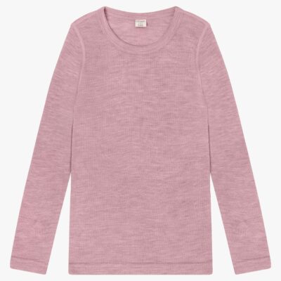 CeLaVi Langærmet Top Merinould, Lilas Melange, 110