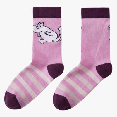 Reima Moomin Stribet Uldstrømper, Grey Pink, 34-37