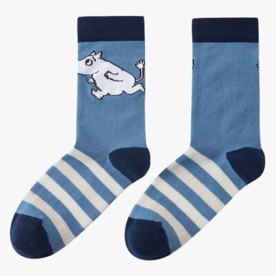 Reima Moomin Stribet Uldstrømper, Blue Ocean, 30-33